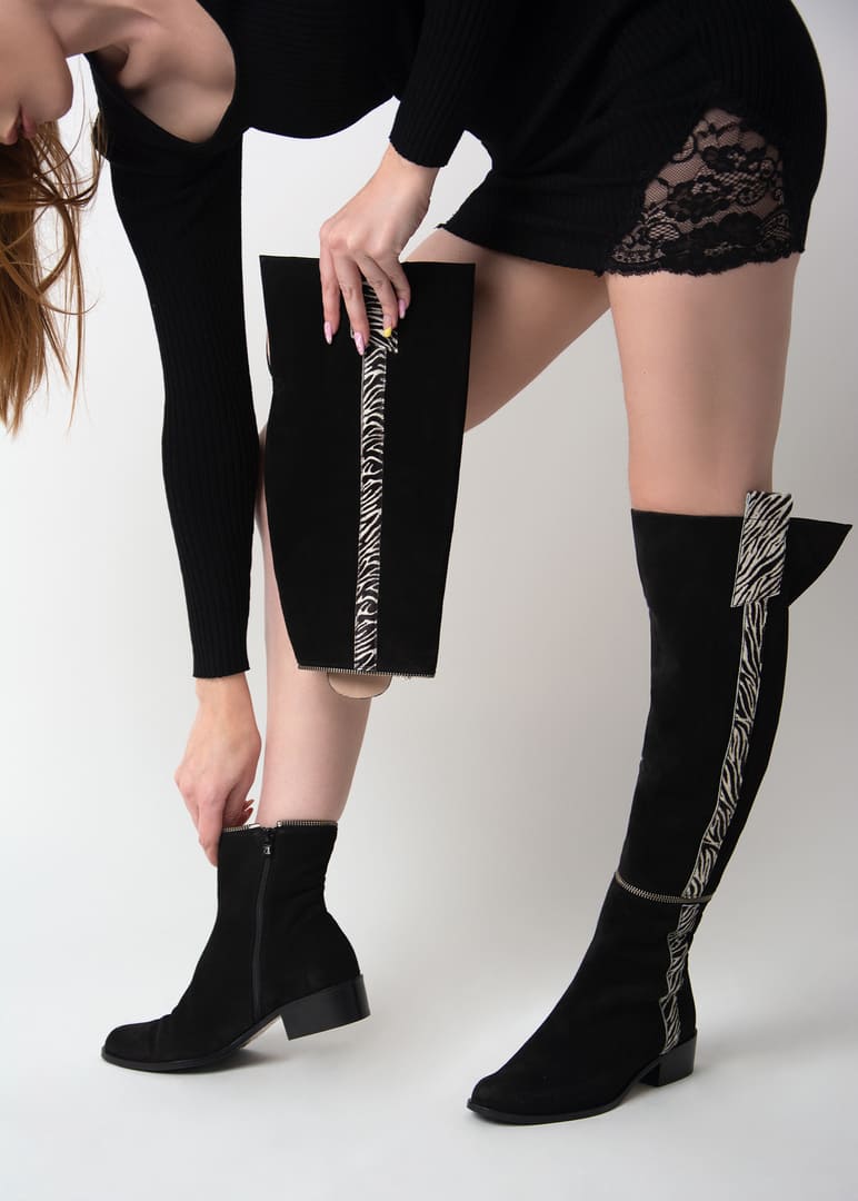 bota botin animal print cebra
