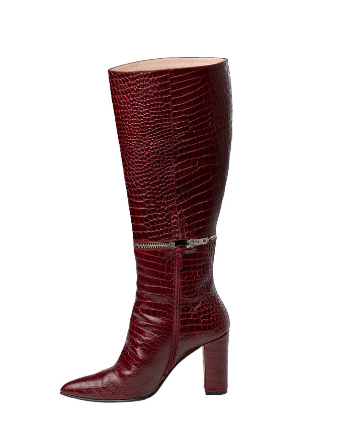 botas mujer altas burdeos
