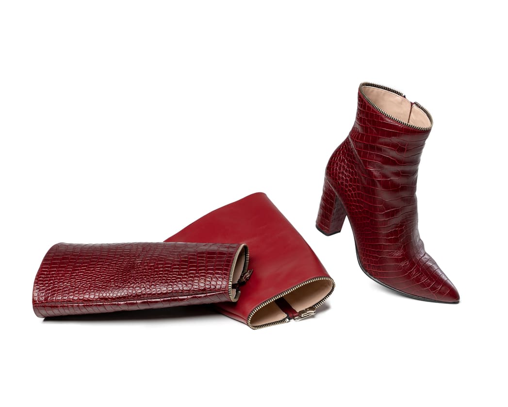 botin mujer burdeos caña lisa y coco