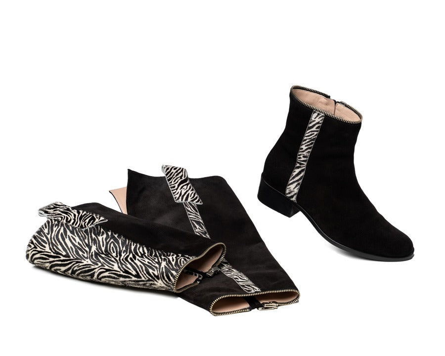 botin mujer cañas cebra