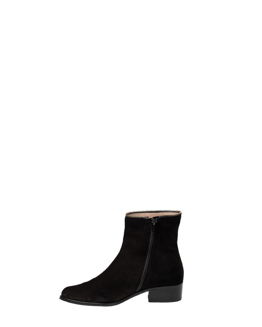 botin mujer serraje negro tacon bajo