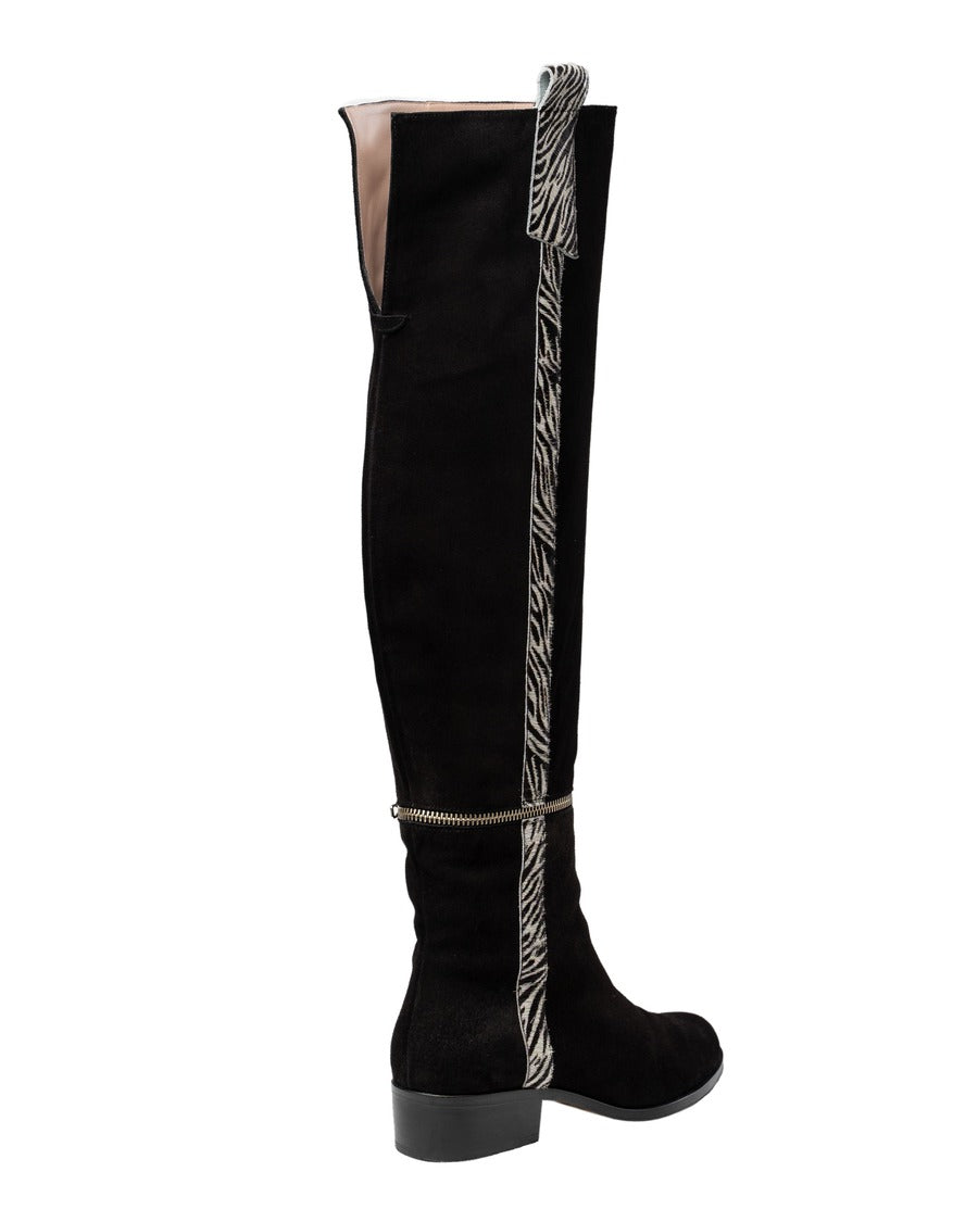 botas cañas extra largas cebra