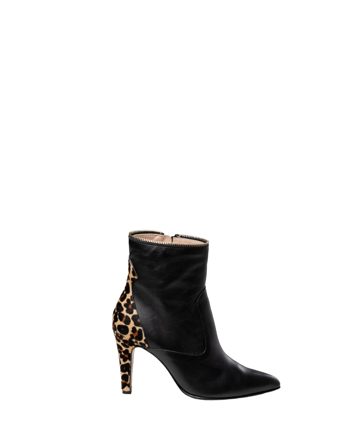 botin mujer leopardo y negro