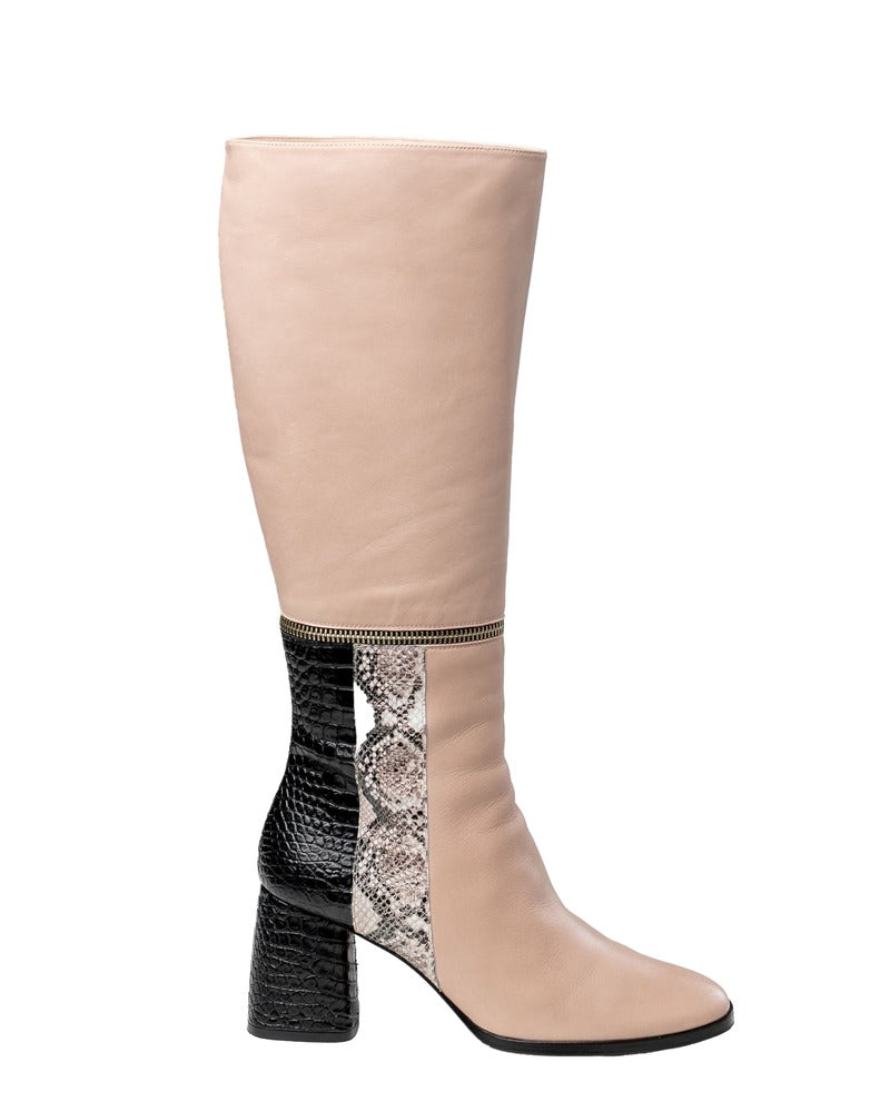 botas altas mujer serpiente caña lisa rosa