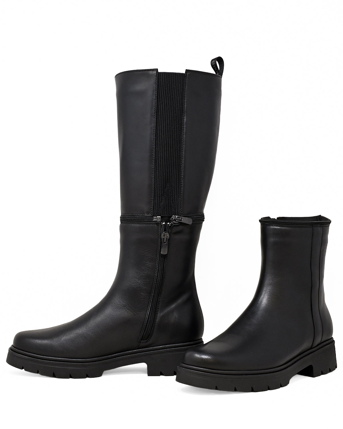 Botas altas convertible en botín- U-BLACK