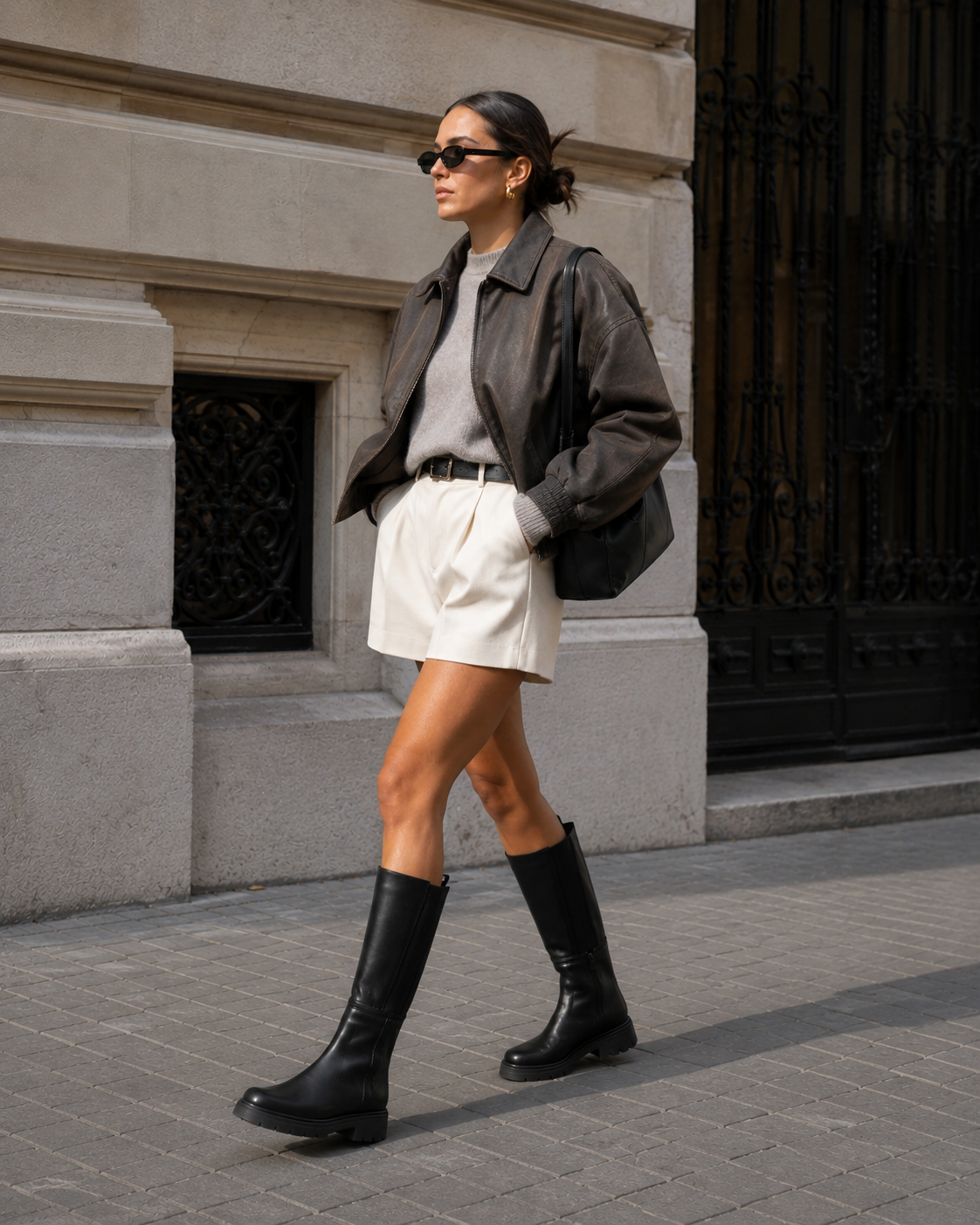 Botas altas convertible en botín- U-BLACK