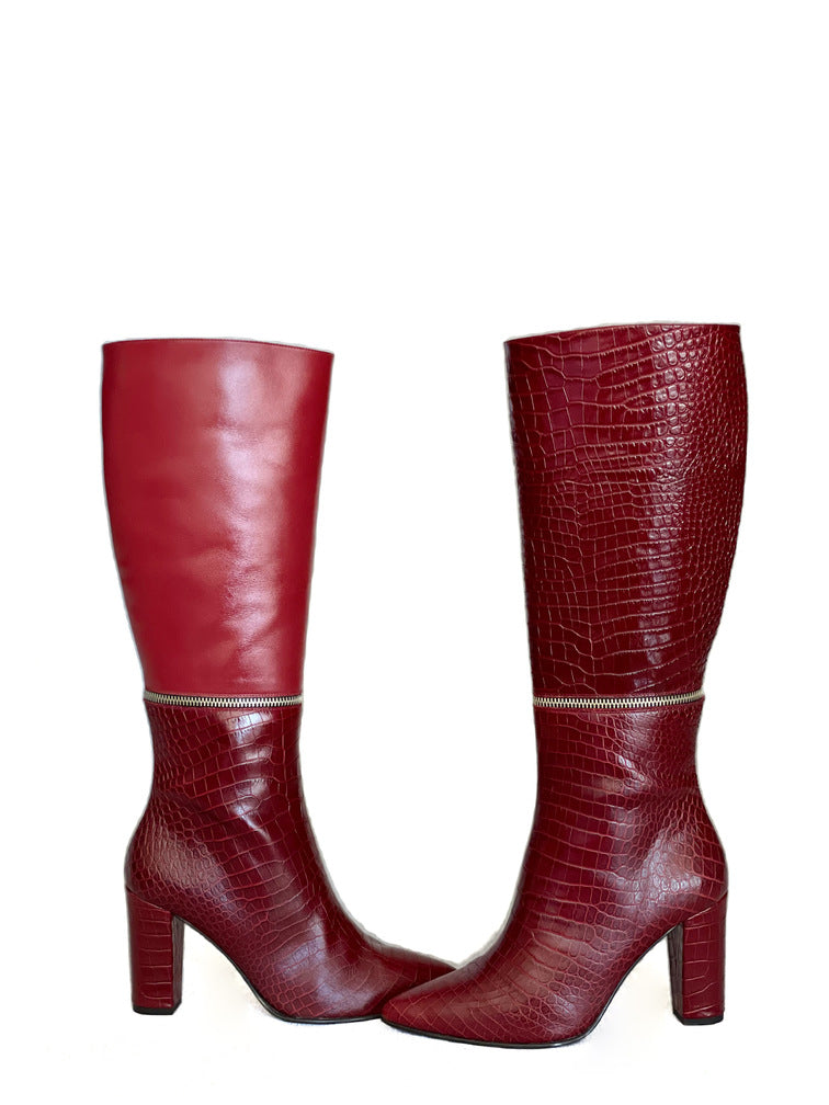 Bota alta y bot n de mujer burdeos DEJ VU Zipper Boots