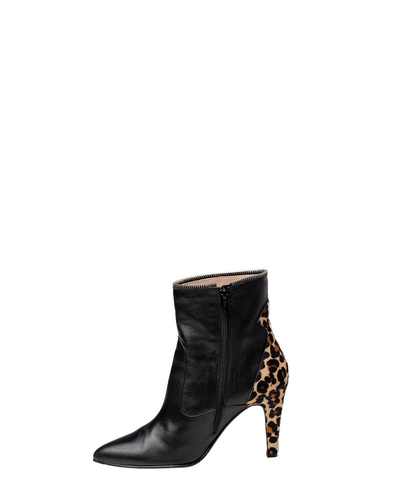 Black ankle boots outlet with leopard print heel